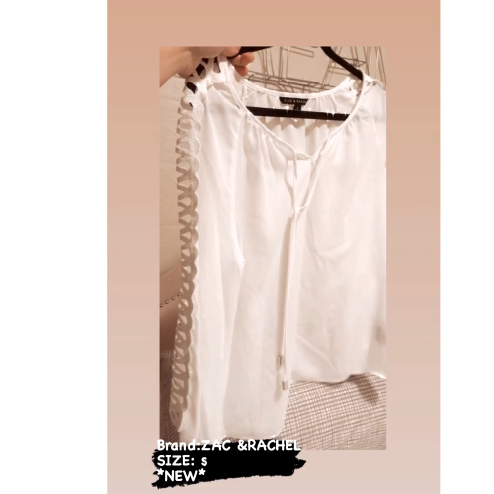 Top- white long sleeve with design on sleeves